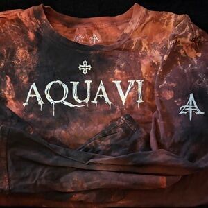 Aqua Men's Long Sleeve Tie-Dye Shirt - Black and Orange
